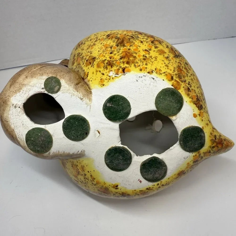Vintage Pottery Ceramic Hand Painted Whimsical Snail Flower Frog Holder Figurine